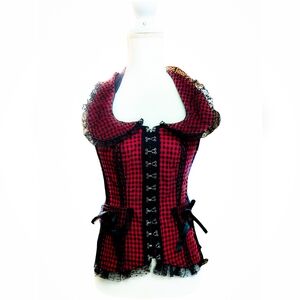NWT Plus Black And Red Bo Peep Halter Corset Tripp NYC X DOLLS KILL SZ SM